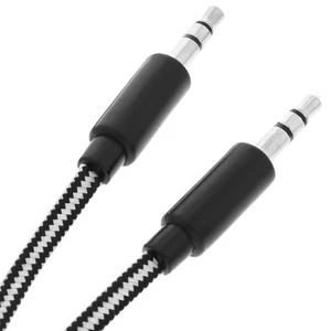 Câble Audio Auxiliaire Double Jack Mâle / Mâle 3.5mm Longueur 1m - Noir - Photo 1 sur 3