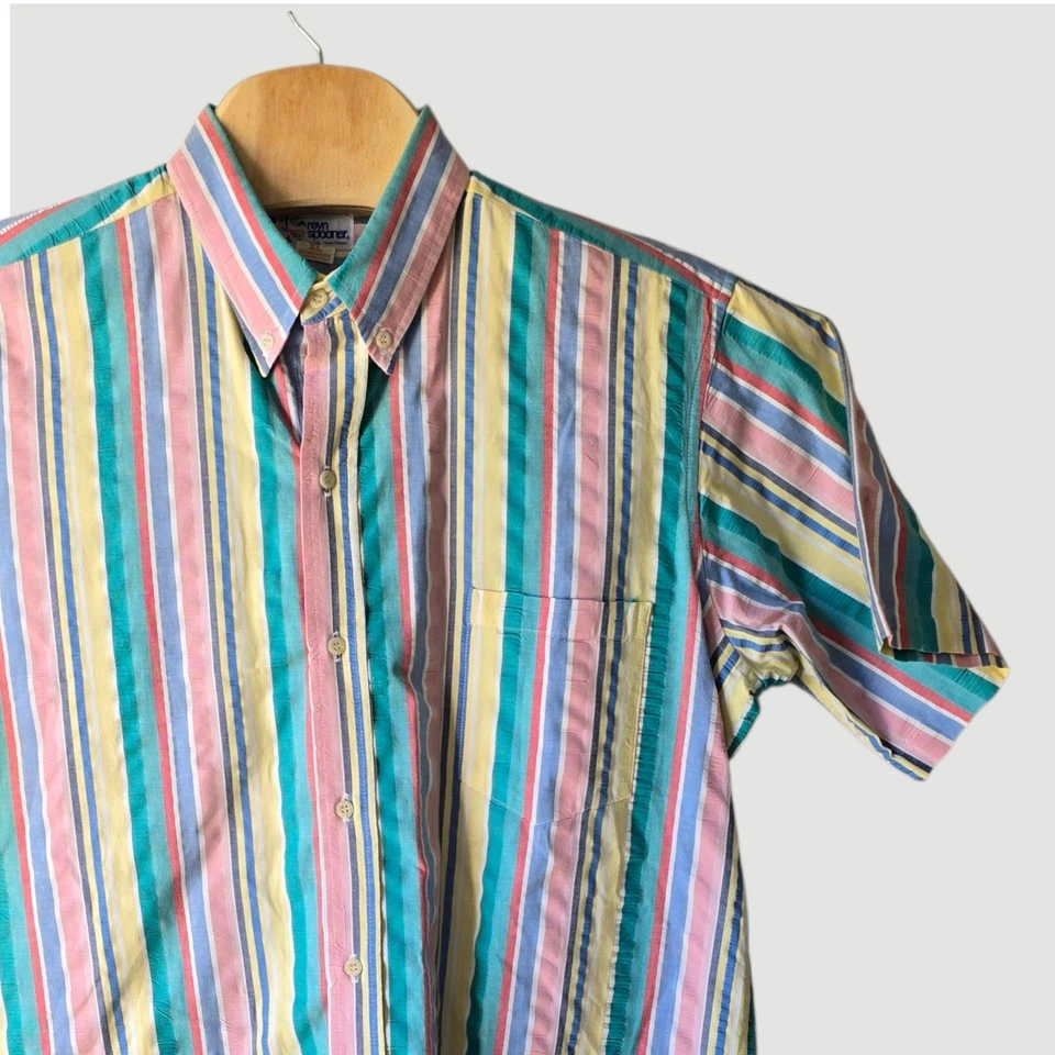 Reyn Spooner Hawaiian Traditions Mens XL Striped Short Sleeve Button Up Shirt - Image 1 of 4