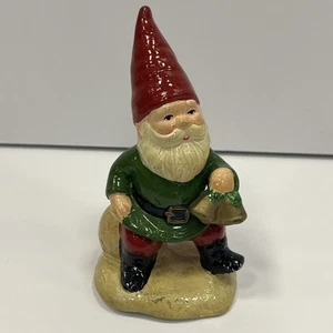 Vintage Lefton Christmas Gnome Santa Holding Bells Elf 2583 Ceramic Figurine - Picture 1 of 6