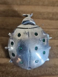 Sterling Silber Marienkäfer Emaille Punkt Insekt Vintage Brosche Anstecknadel  - Bild 1 von 9