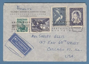 Österreich 1953 A-Luftpostbrief nach Chicago mit Sonder-O Salzburger Festspiele - Bild 1 von 1