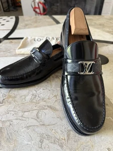 EUC Louis Vuitton Major Loafers shoes Black Patent Monogram  LV 7 US Size 8 - Picture 1 of 10