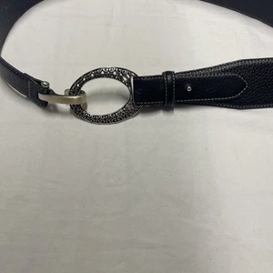 Brighton schwarz breiter französischer Sling Kiesel Schnalle & Haken Ledergürtel B10523 L - Bild 1 von 15