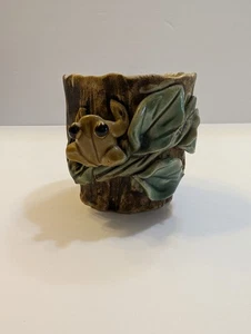 VTG Majolica Style Frog Lucky Bamboo Planter Drip Glaze Interior 3"x3" - Picture 1 of 8