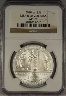 2010-W Disabled Veterans Commemorative Silver Dollar NGC MS70 $1 - Image 1 of 2