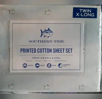 BRAND NEW SOUTHERN TIDE TWIN XL SIZE SKIPJACK SHEET SET COLOR GREY - Image 1 of 4