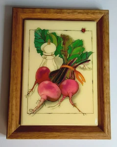 BEETS ~ Vintage Wood-Framed 5.5" x 7.25" Tile / Vintage Kimberly Enterprises - Picture 1 of 3