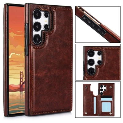 Funda tipo billetera con tarjetero para Samsung Galaxy S25 S24 S23 S22 S21 S20 cubierta de cuero Foto 1 de 4