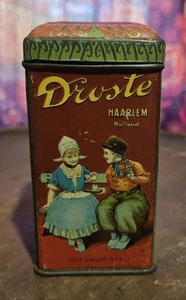 Vintage DROSTE’S Dutch Process Cocoa Tin Lithograph Haarlem  Holland 4 Oz Hinged - Picture 1 of 8