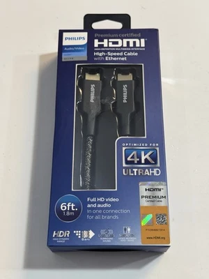 Philips Audio|Video Premium Certified HDMI High Speed Cable Ethernet 10 feet NEW - Image 1 of 2