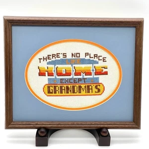 Vintage Counted Cross Stitch "There's No Place Like Home Except Grandmas" Framed - Picture 1 of 6
