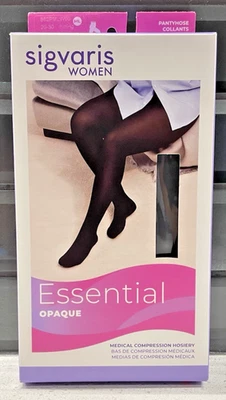 Sigvaris Essential Opaque Black 20-30 Compression Pantyhose 862PMLW99 Med Long Foto 1 de 4