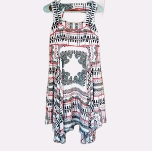 Jessica Simpson bedruckt Empire Taille ausgeschnitten hinten asymmetrischer Saum Kleid Gr 6 - Bild 1 von 14