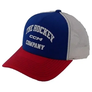 CCM Hockey Senior/Adult Athleisure Meshback Trucker Cap/Hat White/Royal - Picture 1 of 3