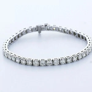 Solid 14K White Gold Tennis Bracelet Classic 9.50 CT Round Natural Diamond F VS2 - Picture 1 of 11