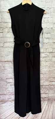 Calvin Klein Womens Sleeveless Cropped Wide Leg Jumpsuit High Neck Size 6 NEW - Image 1 of 4
