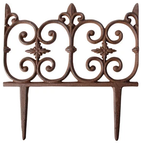 Valla de cama de diseño Esschert borde delimitador valla hierro fundido antiguo marrón - Imagen 1 de 1