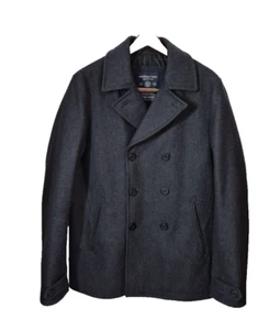 American Eagle Jacket Mens Med Tall Gray Double Breasted Wool Blend Peacoat NWOT - Picture 1 of 11