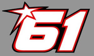 NUMMER 61 RACE RACING NUMBER MOTO GP STYLE HAYDEN STICKER SC075 - Bild 1 von 1