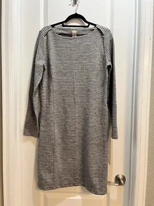 Duluth Trading Ponte Pro Black&Gray Knit Long Sleeve Dress Medium Slide Pockets - Picture 1 of 7