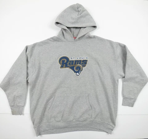 Vintage St Louis Rams Sweatshirt Adult 2XL XXL Gray Hoodie NFL Football Sweater Cover