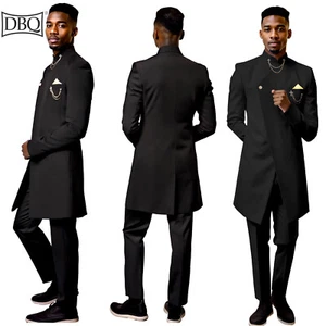 Herren Ein Knopf Gold Kette Kerchief Blazer und Hose 2 Stück Set Afrikanische Anzüge - Bild 1 von 20