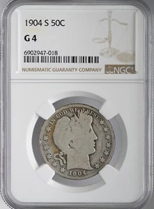 1904-S  50C BARBER SILVER HALF DOLLAR NGC G04  #6902947-018 - Picture 1 of 4