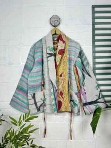 10 Pc Indian Handmade Kantha Jacket, Soft Cotton Kantha Jacket, Bath Robe Kimono - Picture 1 of 5