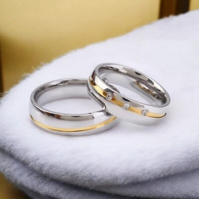 Luxus Ehering Trauring Verlobungsring Edelstahl Titan Partnerring Paar Ringe - Bild 1 von 4