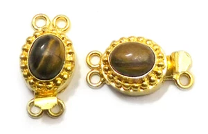 1 Pc Oval Gemstone Multi Strand Box Clasp Oxidized Silver Plated Gold Plated - Picture 1 of 7