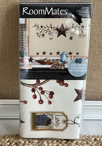 STARS & BERRIES Wall Decals Country Kitchen Stickers Rustic Folk Primitive Decor - Picture 1 of 2