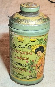 ANTIQUE OAKLEY'S CORYLOPSIS OF JAPAN TALC POWDER TIN OAKLEY & CO. PERFUMERS N.Y. - Picture 1 of 16