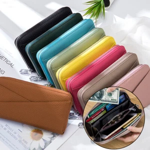 Mens/Womens Leather Large Capacity Credit Card Phone Holder RFID Blocking Wallet - Picture 1 of 34
