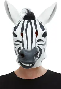 Zebra Latex Mask Adults Wild Zoo Animal Tigers Fancy Dress Full Mask Mens Ladies - Picture 1 of 1