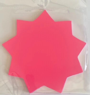 SANCTO Pack 15 DayGlo Pink Stars 150mm Card for Retail Pricing Display/Crafts
