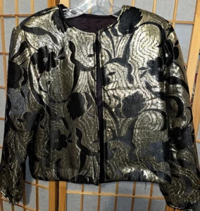VTG 70s Night Life Rothschild Gold Metallic Glam Lilli Ann Jacket Size M - Picture 1 of 11