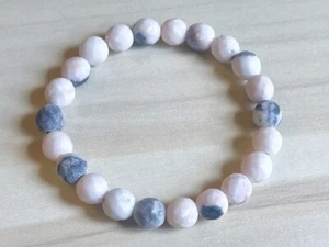 Rosa Zebra Jaspis facettiertes Perlenarmband (auf Stretch) 8 mm AAA 6,5" Zoll Original - Bild 1 von 4