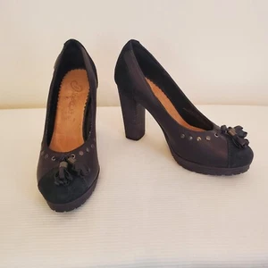 Diesel Cuir Desir D'Vent Leather Pumps Shoes Women 37 EU 7 US Black - Picture 1 of 12