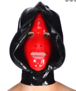 Latex Rubber Gummi Hood Mask Red&Black Party Cosplay fashion Halloween - Bild 1 von 3