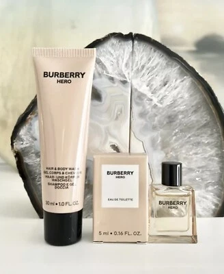 Burberry Hero Eau de Toilette Mini Deluxe Bottle & Hair & Body Wash New Travel - Image 1 of 4