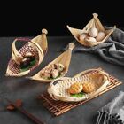 Seafood Bento Boat Plate Japanese Bamboo Woven Handmade Basket Tableware Sashimi
