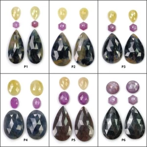 Multi Sapphire Bi-Color Hexagon Pear Oval Shape 6pcs For Jewelry Making Stone - Bild 1 von 7