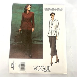 VOGUE 2700 Geoffrey Beene Diseñador Patrón Chaqueta y Falda Talla 8 10 12 Nuevo - Imagen 1 de 4