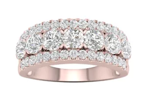 14K Rose Gold 2ct TDW Diamond Women's Anniversay Band - Picture 1 of 6