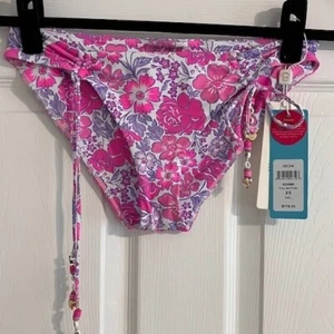 Beach Bunny Keoni Floral Bikini Bottom Beaded Tie Side Swimsuit XS - Picture 1 of 5