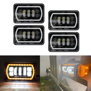 4pcs 4x6" Led DRL Light Turn Signal Fog Headlight For Kenworth Peterbilt Truck  - Picture 1 of 15