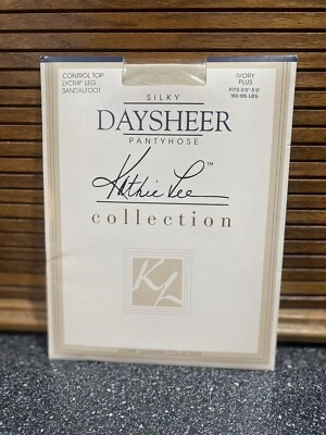 Vintage Pantyhose Silky Sheer Control Top Lycra Sandalfoot Ivory Plus Kathie Lee - Image 1 of 2