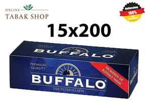 15x200 Buffalo Hülsen Filterhülsen Zigarettenhülsen (3000 Hülsen) - Bild 1 von 2