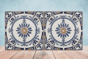 Azulejos de pared de cerámica griega - Juego de 2 azulejos de arte de cerámica para salpicadero de cocina para baño - Imagen 1 de 3
