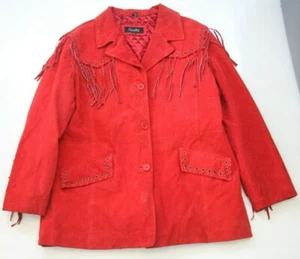Leather Dress Jacket Coat Red 2XL Womans Lined Solid Excelled Collection XXL A4 - Picture 1 of 4